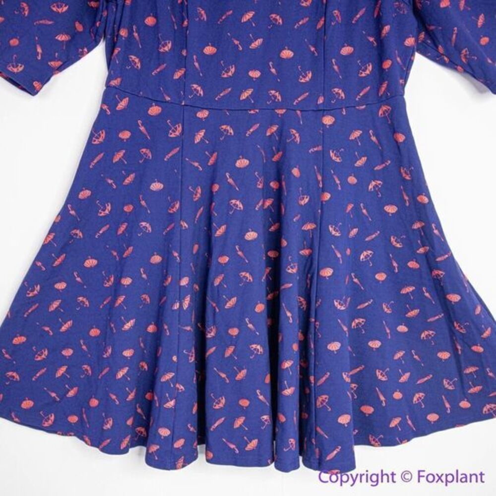 Unique Vintage‎ Gwynnie Bee Umbrella Print Navy Dress, plus size 0X - Picture 6 of 16